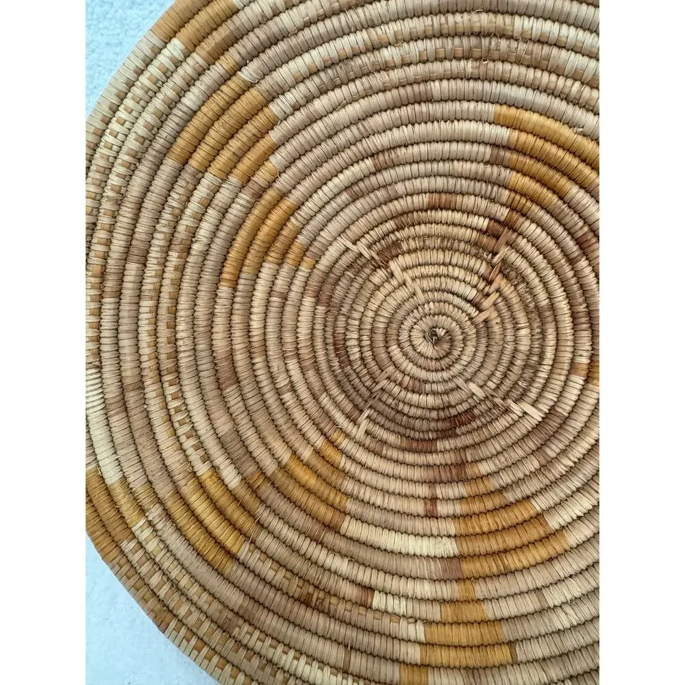 Vintage Papago Southwestern Handmade Two-Tone Basket 11”